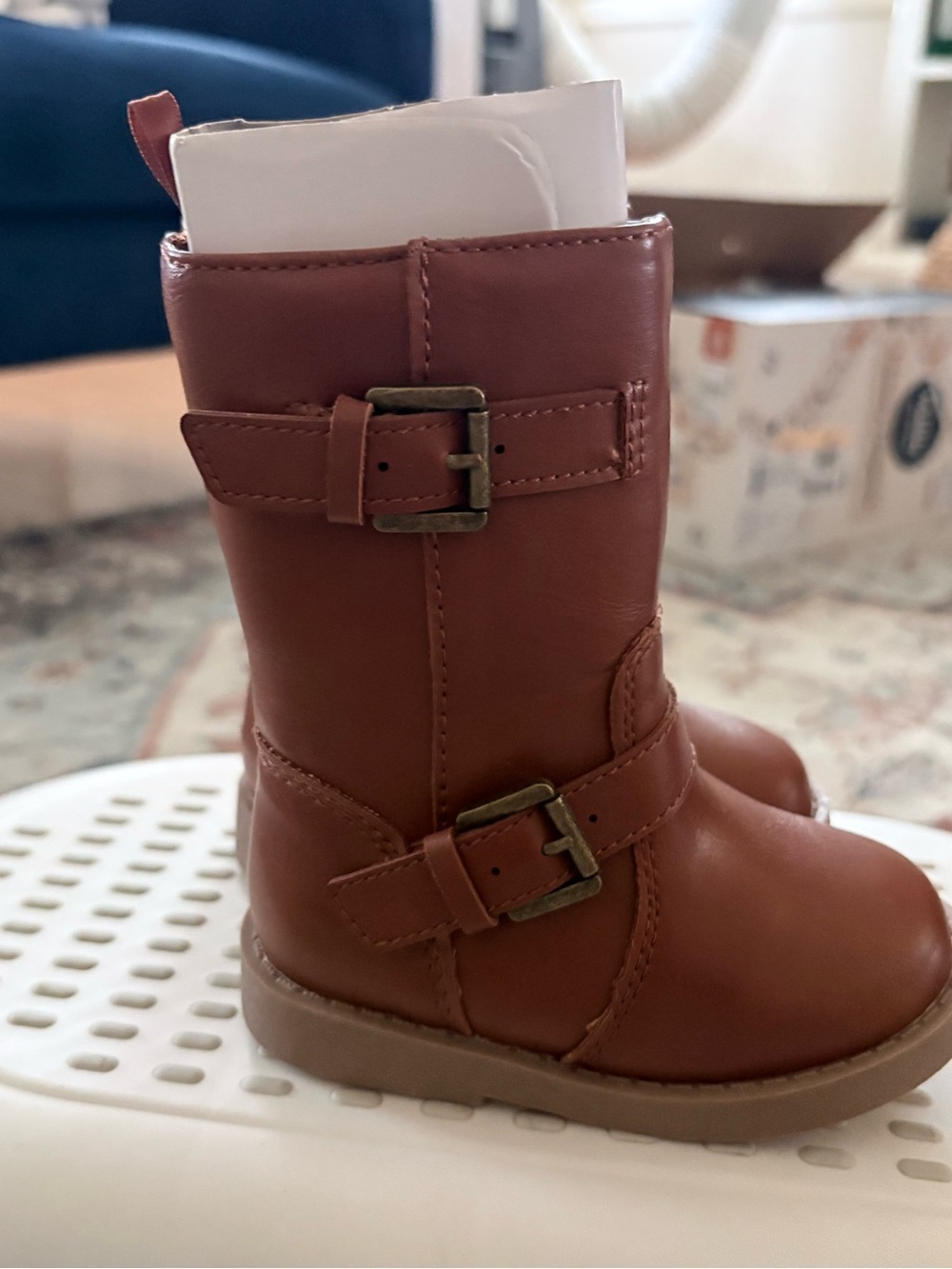 Old Navy Toddler Brown Faux-Leather Buckle Boots